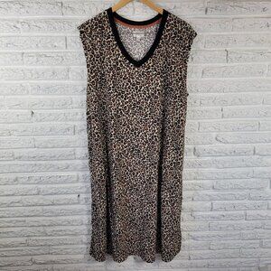 Aria Nightgown 2X Plus Animal Print Sleeveless V-Neck Sleep Gown ANI26E